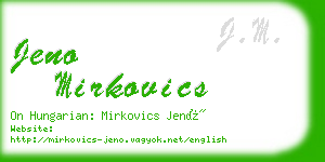 jeno mirkovics business card